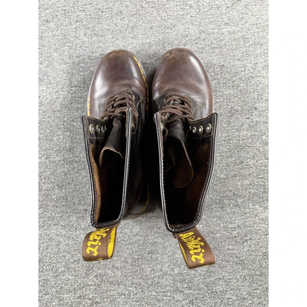 Dr Martens Boots Mens Size 10 Brown Leather Lace Up Combat Work Slip Resistant